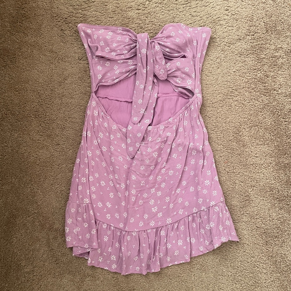 Skylar+Madison Strapless Purple Floral Dress